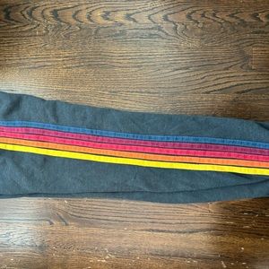 Aviator Nation Girls size 12 charcoal 5 striped sweatpants